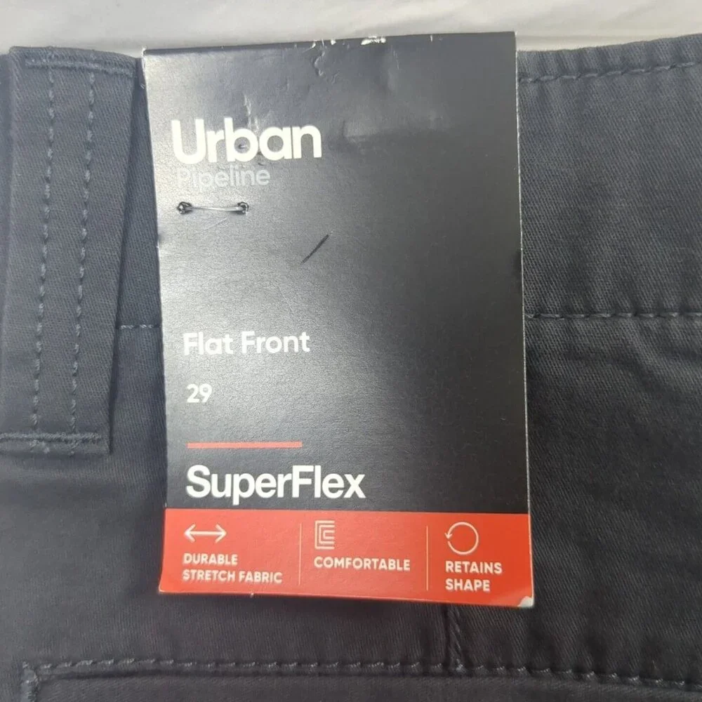 Urban Pipeline Superflex Shorts 29 Hits At The Knee Charcoal Gray Flat Front NWT